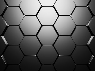 Shiny Hexagon Pattern Dark Metallic Silver Background