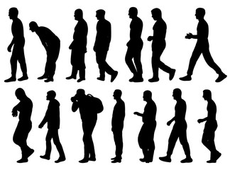 collection of silhouettes of men go sideways