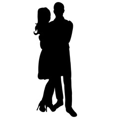Vector, isolated, silhouette of a guy and a girl, love, a date