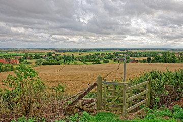 Lincolnshire Fens seen from a hill in the Wolds