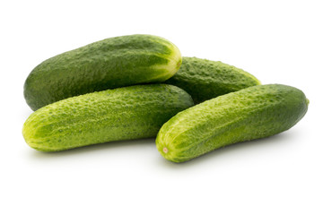 Eco cucumber on white background. Fresh vegetables.