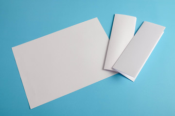 template fold white paper on blue background