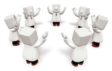 3d medical doctor standing in a circle