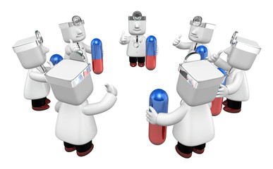 3d doctor men with medicine capsule. 3D Square Man Series.