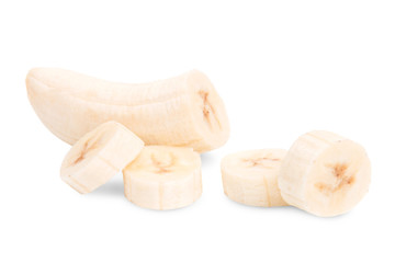 Pulp of banana on white background.