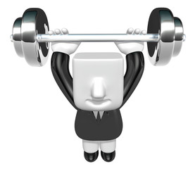 3d Businessman the lifting heavy weight. 3D Square Man Series.