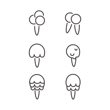 Ice cream icons. Vector set of simple linear icons. Black signs on white background. EPS 8.