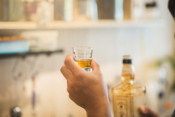 Hold honey in shot glass 