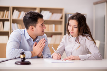 Young family in marriage divorce concept