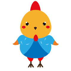 Cute chicken. Cartoon kawaii rooster character. Vector illustration for kids and babies fashion