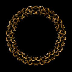 Gold, silver decoration element, wall concept stucco, interior architecture pattern. 3d illustration, 3d rendering.