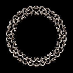 Gold, silver decoration element, wall concept stucco, interior architecture pattern. 3d illustration, 3d rendering.