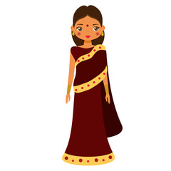 Girl in sari. Female in traditional indian clothes