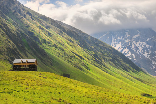 landscape, Caucasus mountain range, Juta valley, Kazbegi region, Georgia