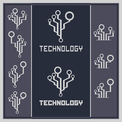 Technology card template. Technology and science logo. Futuristic emblem.