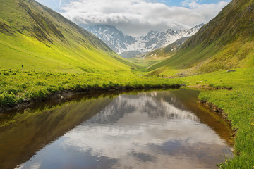 landscape, Caucasus mountain range, Juta valley, Kazbegi region, Georgia