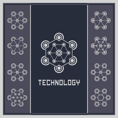Technology card template. Technology and science logo. Futuristic emblem.
