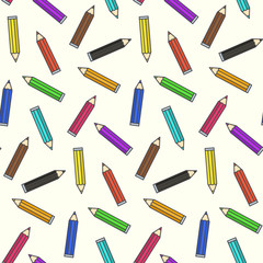 Bright school color pencils seamless pattern. Cute kids texture for for textile, wrapping paper, covers, background, wallpaper
