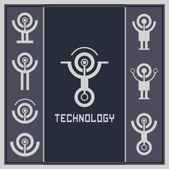 Technology card template. Technology and science logo. Futuristic emblem.