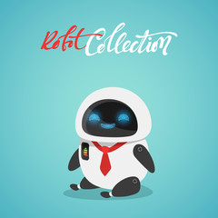 Character cute in flat style. Funny cartoon robot.