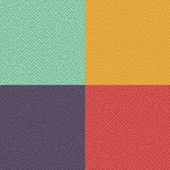 Set of abstract color geometrical seamless pattern with shadow. Maze. Labyrinth.