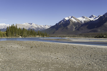 Late fall on the headwaters of Abraham Lake on the David Thompson highway 11