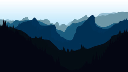 Mountains in a flat design