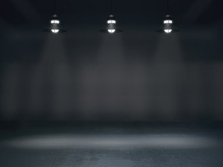 Obraz premium Pedestal for display,Platform for design,Blank product stand with lamp light spot .3D rendering.