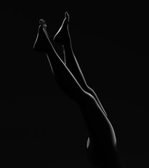 Beautiful black background with girl. 3d illustration, 3d rendering.