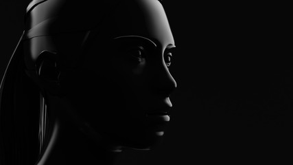 Beautiful black background with girl. 3d illustration, 3d rendering.