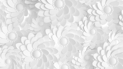 Schöne, elegante Papierblume im Stil von Handarbeit an einer weißen Wand. 3D-Darstellung, 3D-Rendering.