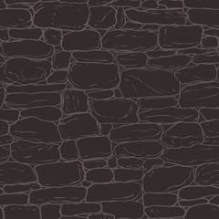 Vector hand-drawn texture of brick wall or sett (paving). Seamless pattern of paver. Urban style structured ornament in line art style. Pattern design for travel, city life.