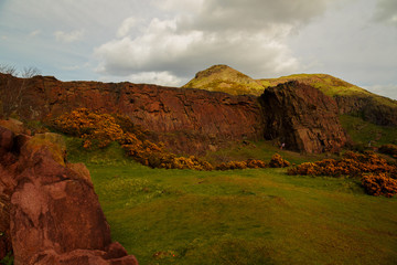 Telephoto shot of the Holyrood Park, Scotland, UK