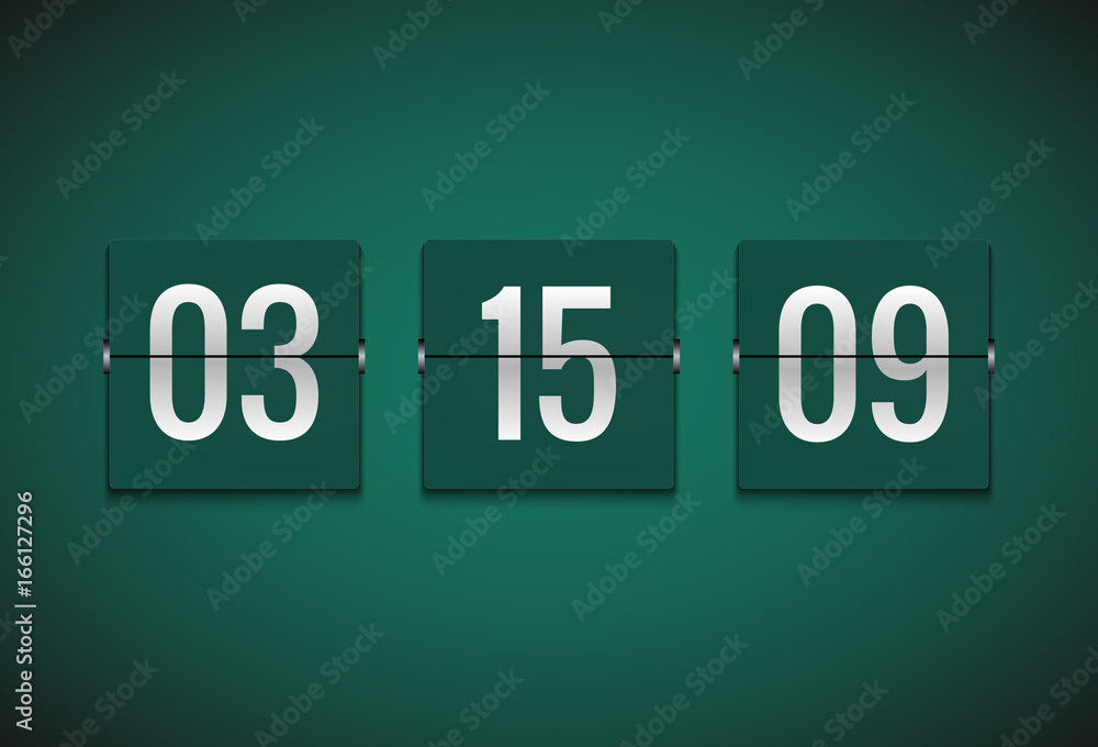 Aufkleber countdown timer clock counter. flip vector timer template. display information of minute, hour. scor
