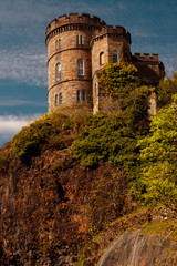Portrait shot of the Edinburgh Castle, Scotland, UK shot against a beautiful blue sky