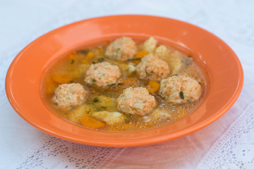 fish soup with salmon balls