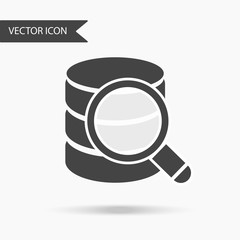 Database icon and magnifying glass on a white background. The flat icon for your web design, logo, UI. Vector illustration