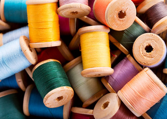 colorful thread spools