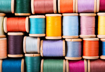 colorful thread spools