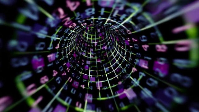 Vortex 009: A digital vortex tunnel of streaming data (Loop).