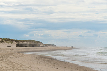 bunkers and people at the beach