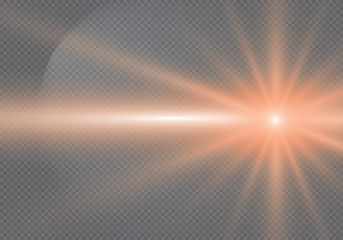 Lens flare vector illustration. Sun isolated on transparent background.