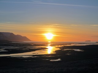 Iceland sunset in the valley