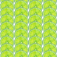 Watercolor seamless lime slices pattern