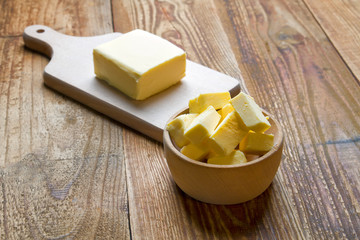 Butter on wooden board