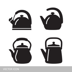 Kettle icon silhouette. Set of vector icons. - 166135447
