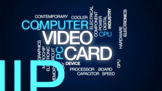 Video card animated word cloud, text design animation.