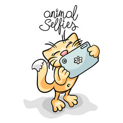 Animals taking selfie photo on smart phone