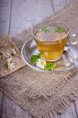 Chamomile tea. Rustic style