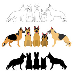 set of german shepherd group